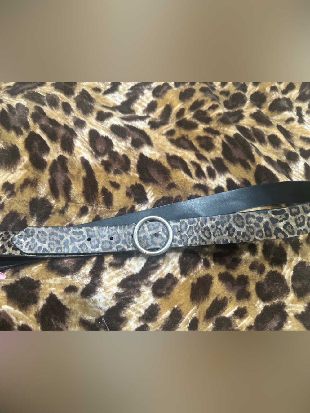 jessica simpson Leopard Print Round-Buckle Women's Waist Belt - Black/Leopard